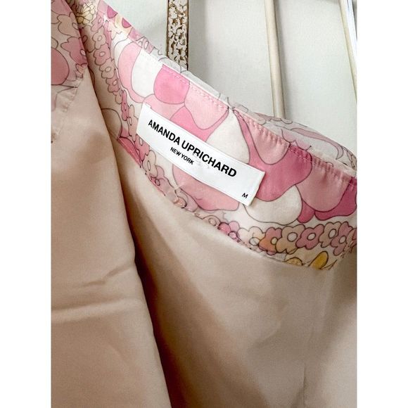 Amanda Uprichard Manuela Pink One Shoulder Mini Dress Floral Organza - Picture 8 of 8